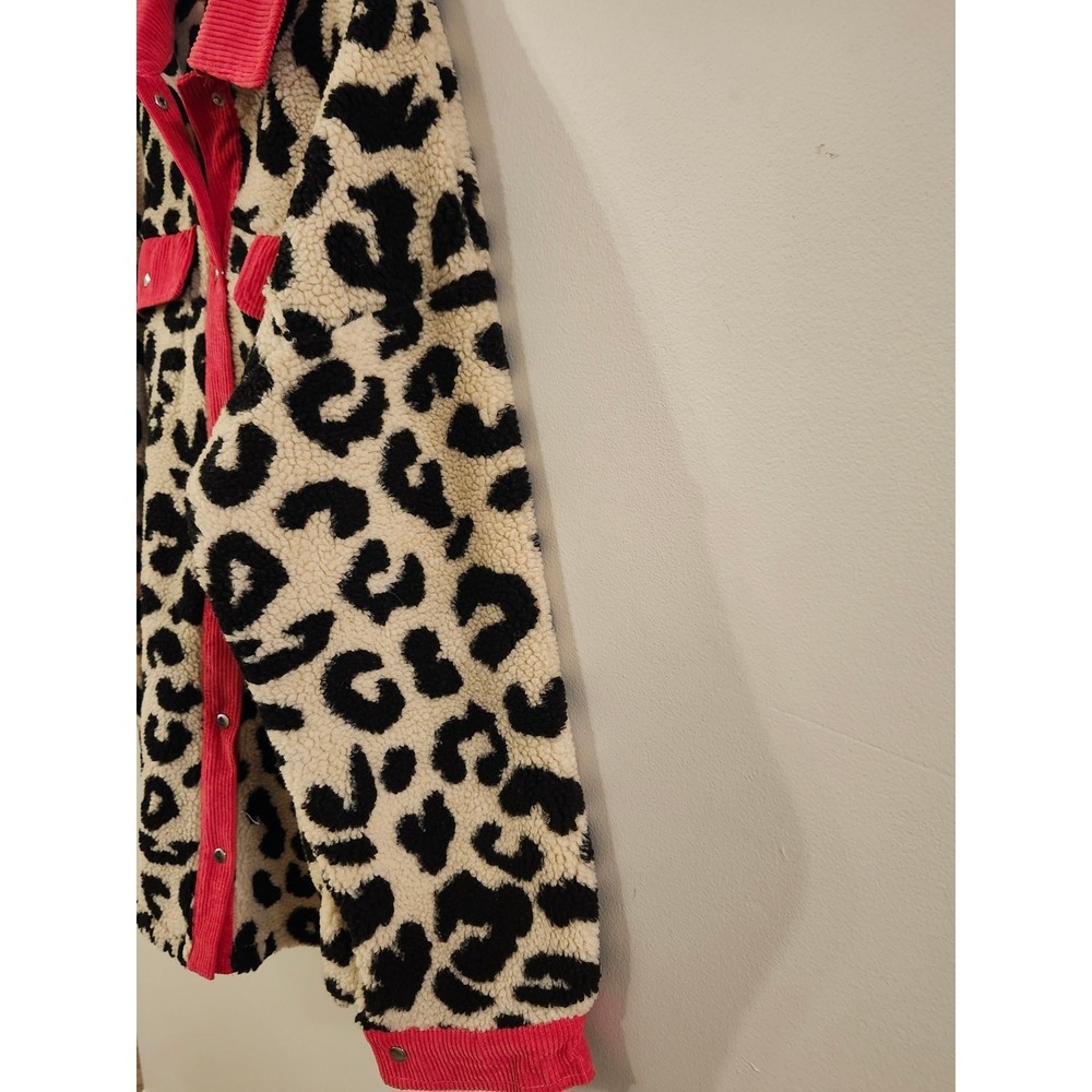 Boutique Animal Print Sherpa Shacket Women's Size Large Camel, Hot Pink, Black - Picture 8 of 11